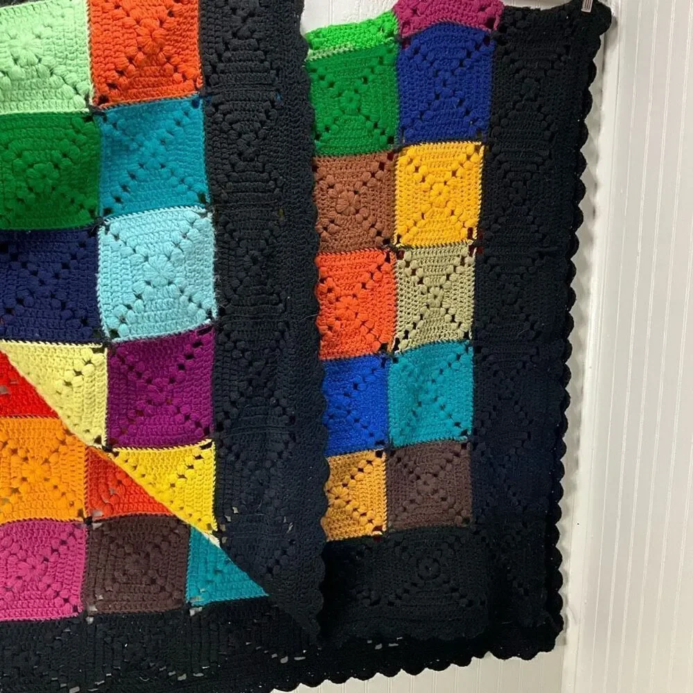 VINTAGE Handmade Crochet Blanket afghan